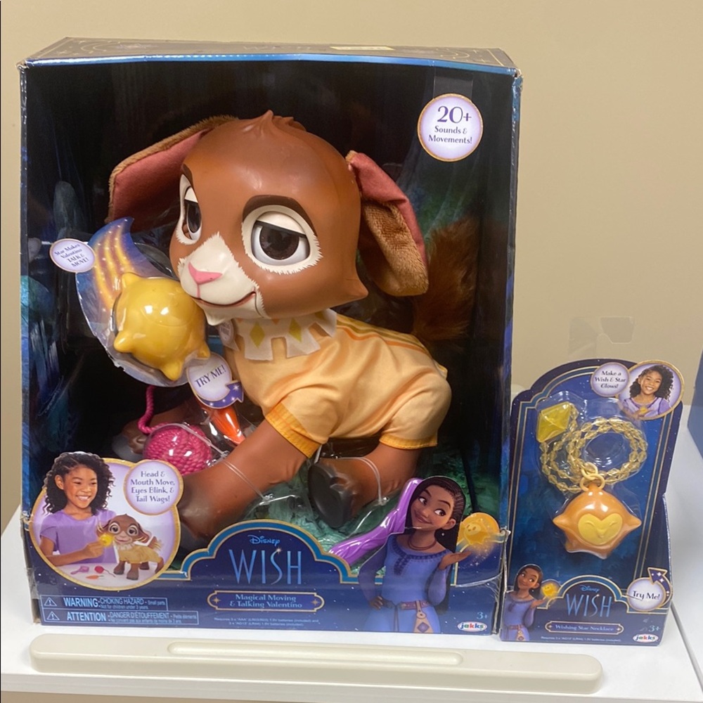 Disney Wish Talking Valentino and Wishing Star Necklace Toy Bundle NIB